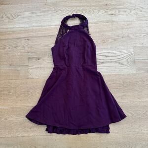 Lulu's - Hometown Girl Lace Back Skater Mini Dress in Purple